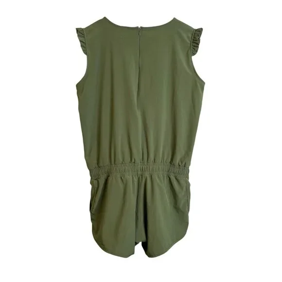 Albion Fit Green Ruffle Trimmed Sprinter Shorts Romper Size Large Athleisure